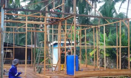 Wujud Harapan Makin Nyata, Kerangka Utama Rumah Bapak Mulyono Berdiri Kokoh, Pasiter Optimis Tuntas Tepat Waktu